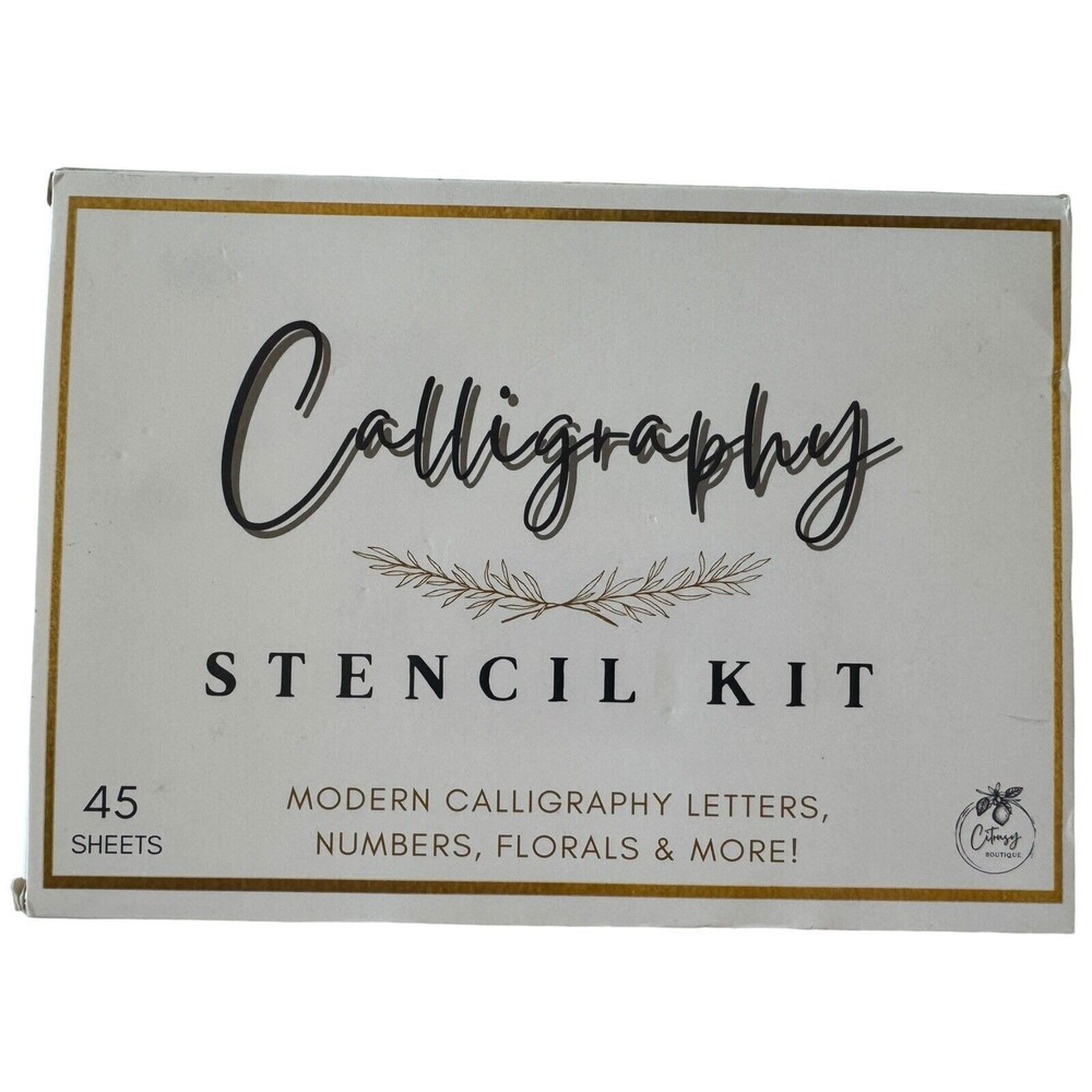 Boutique Calligraphy Stencil Kit 45 Reusable Pieces Upper & Lower Case EUC